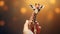 Miniature Sculpture Of A Dreamy Giraffe In Hand - Photorealistic Art