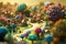 miniature,Super cute clay world,isometric view of garden. generative ai AIG32