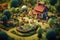 miniature,Super cute clay world,isometric view of garden. generative ai AIG32