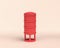 Miniature tall tank, red flat color plastic, 3d rendering