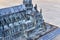 Miniature touch examination model replica for blind people of tower of famous Strasbourg Cathedral in France