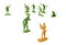 miniature toy soldiers on white background, close-up