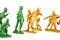 miniature toy soldiers on white background, close-up