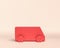 Miniature van mini bus vehicle 3d Icon, monochrome red color, flat and solid style, 3d Rendering