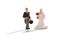 Miniature wedding with a bride and groom