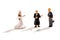 Miniature wedding scene with bridal couple