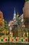 Miniature Windmill and Maslenitsa Decorations at Kremlin Towers in Twilight