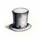 Miniaturecore Delight: Intricate Top Hat Drawing on a White Backgroun