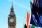 Miniaturised Shot Of Big Ben And Palace Of Westminster With Flags