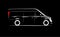 Minibus, bus simple side view schematic image on black background