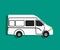 Minibus on a green background. Symbol. House on wheels.Vector