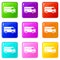 Minibus taxi icons 9 set