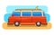 Minibus for travel. car to relax with family and friends. color illustration