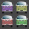 Minibuses. Colorful collection. Front view. Isolated objects. Vector.