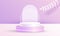 Minimal 3D scene product display circle podium leaf background purple color