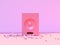 Minimal abstract pink scene floor wall round speaker music concept 3d rendering