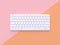 Minimal abstract technology concept white keyboard pastel pink orange background tilted 3d render