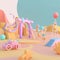 Minimal Abstraction Sets of Children\\\'s Toys. Pastel, Gentle Tones, Abstractio of the Game Room. Happy Childhood Concept.