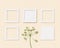 Minimal background with flower and pink paper sticky for notes or messages, empty blank small papers for text reminders