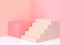 Minimal background pink-cream wall corner staircase podium 3d rendering