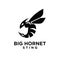 Minimal big hornet bee vintage vector premium black logo