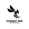 Minimal big hornet bee vintage vector premium black logo