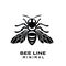 Minimal big hornet bee vintage vector premium black logo