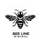 Minimal big hornet bee vintage vector premium black logo