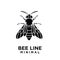 Minimal big hornet bee vintage vector premium black logo