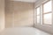 minimal blank window design plaster wall room beige texture light. Generative AI.