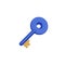 Minimal blue key icon for website and app. 3d render isolated illustration