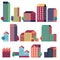 Minimal buildings. City skyline, geometric urban landscape elements for town construction. Flat residential houses and