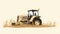 Minimal Bulldozer Illustration In Cream, Ochre, And Brown