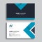 Minimal business card print template design. Blue color and simple clean layout