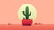 Minimal Cactus Illustration In Sun-soaked Colors