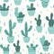 Minimal cactus and succulent seamless pattern background