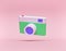Minimal camera isolated. photography concept. 3d rendering