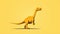 Minimal Cartoon Dinosaur On Yellow Background