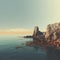 Minimal Coastline: Delicately Rendered 3d Scenery Of Cliffs And Ocean