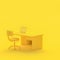 Minimal concept, Laptop on table and chair yellow color