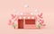 Minimal convenience store building with pink background