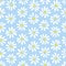 Minimal cute hand-painted daisies on sky blue background vector seamless patters. Spring summer floral print
