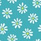 Minimal cute hand-painted daisies on teal background vector seamless patters. Spring summer floral print