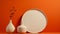 Minimal Design Ceramics: White Vases On Orange Background