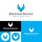 Minimal Electrical service logo.Modern Electric Plug looking Logo.Blue, black and white Vector Illustration