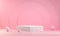 Minimal Empty Mockup Stand Pedestal Pink Pastel Backgrounds 3d Rendering