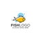 Minimal fish logo  template on white background. fish icon.