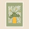 Minimal flower poster. Abstract daisy floral naive art print Matisse inspired, botanical wall decor. Vector illustration