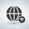 Minimal globe icon with wifi icon in circle, illustration