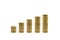 The minimal Gold coins towers graph pattern that shows the growth of investment and saving money from left to right are isolated